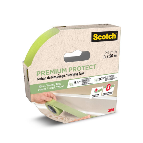 Ruban de masquage SCOTCH l.24 mm x L.50 m premium protect - SCOTCH