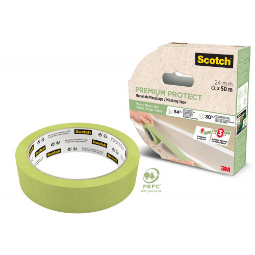 Ruban de masquage SCOTCH l.24 mm x L.50 m premium protect - SCOTCH
