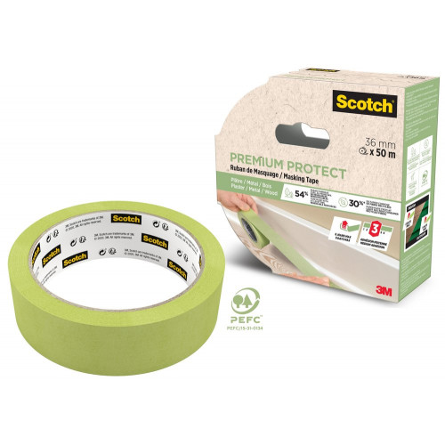Ruban de masquage SCOTCH l.36 mm x L.50 m premium protect - SCOTCH