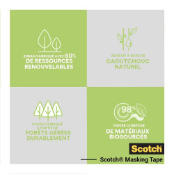 Ruban de masquage SCOTCH l.36 mm x L.41 m surfaces rugueuses - SCOTCH