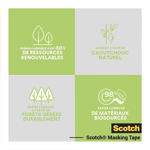 Ruban de masquage SCOTCH l.36 mm x L.41 m surfaces rugueuses - SCOTCH