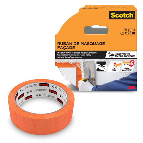 Ruban de masquage extérieur SCOTCH l.48 mm x L.25 m surfaces rugueuses - SCOTCH