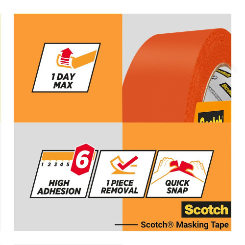 Ruban de masquage extérieur SCOTCH l.48 mm x L.25 m surfaces rugueuses - SCOTCH