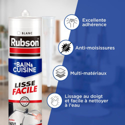 Mastic d'étanchéité Lisse facile RUBSON, blanc, 280 ml - RUBSON