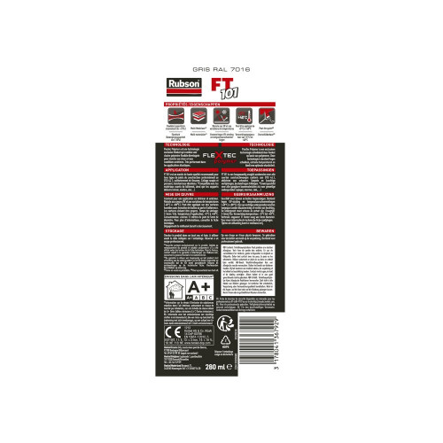 Mastic d'étanchéité Ft101 jointe et colle RUBSON gris 7016, 280 ml - RUBSON