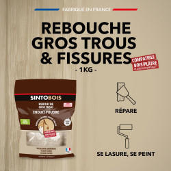 Enduit en poudre Gros trous SINTO bois clair 1 kg - SINTO