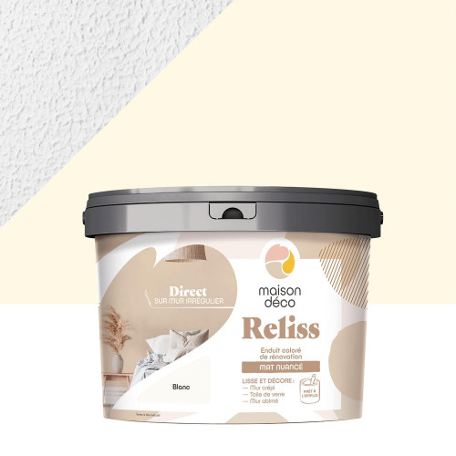 Enduit décoratif Reliss 2en1 MAISON DECO, blanc, 15kg - MAISON DECO