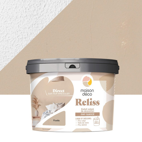Enduit décoratif Reliss 2en1 MAISON DECO, ficelle, 15kg - MAISON DECO