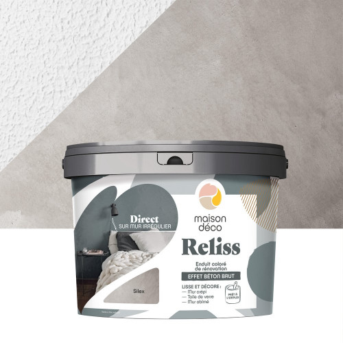 Enduit décoratif Reliss béton MAISON DECO, silex, 15 kg - MAISON DECO