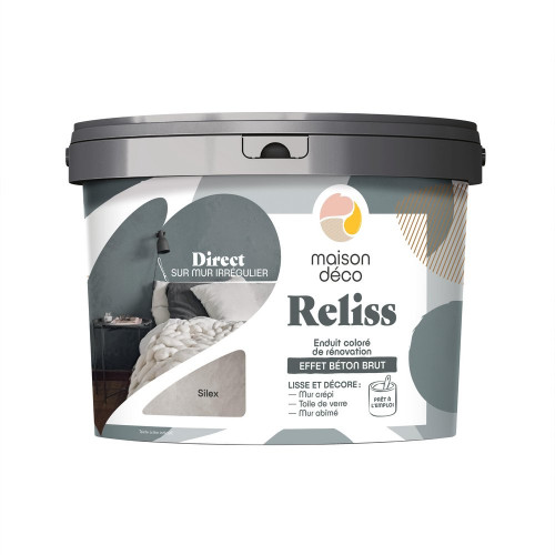 Enduit décoratif Reliss béton MAISON DECO, silex, 15 kg - MAISON DECO