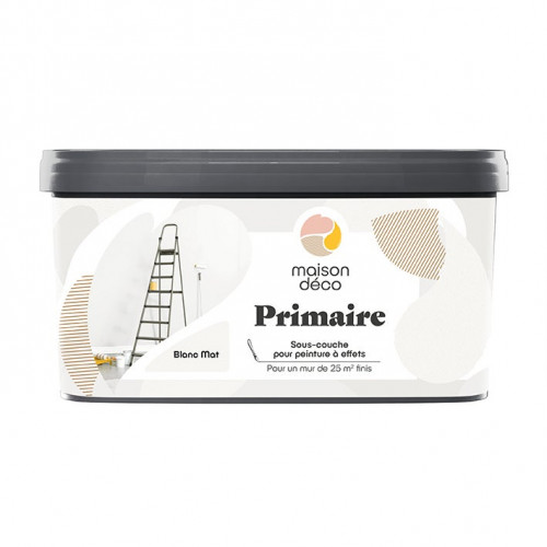 Primaire D'accrochage pour peinture a effet, blanc, 2.500 l - MAISON DECO