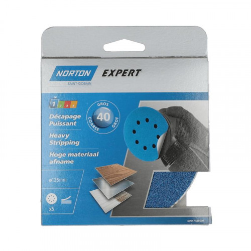 Lot de 5 disques abrasifs ,NORTON grain 40 - NORTON