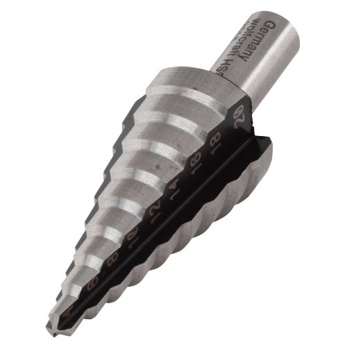 Fraise étagée HSS tige 8 mm diamètre  4-20 mm WOLFCRAFT - WOLFCRAFT