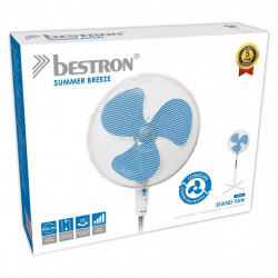 Ventilateur sur pied Bestron ASV45W - 45 W - 45 cm - Hauteur réglable - Blanc et Bleu - Bestron