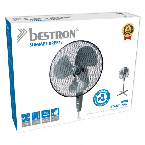 Ventilateur sur pied Bestron ASV45G - 45 W - 45 cm - Hauteur réglable - Gris - Bestron