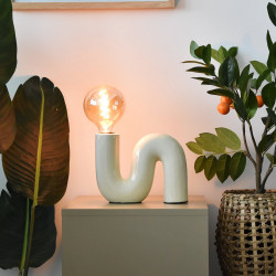 Lampe à poser Pop S, vanille, céramique, H.20 cm, E27 - LX FRANCE
