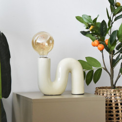 Lampe à poser Pop S, vanille, céramique, H.20 cm, E27 - LX FRANCE