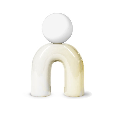 Lampe Pop u, vanille, céramique, H.31 cm, G9 - LX FRANCE