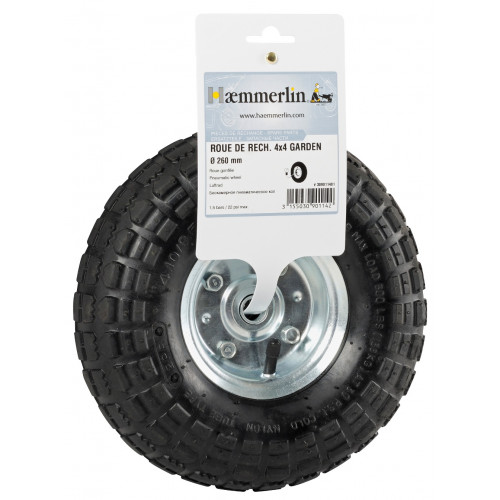 Roue gonflée PF 27 Ø 270 mm - jante métal flasque - HAEMMERLIN