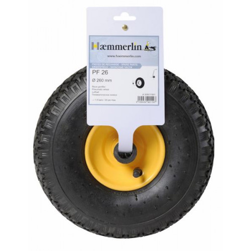 Roue gonflée PF 26 Ø 260 mm - jante métal flasque - HAEMMERLIN