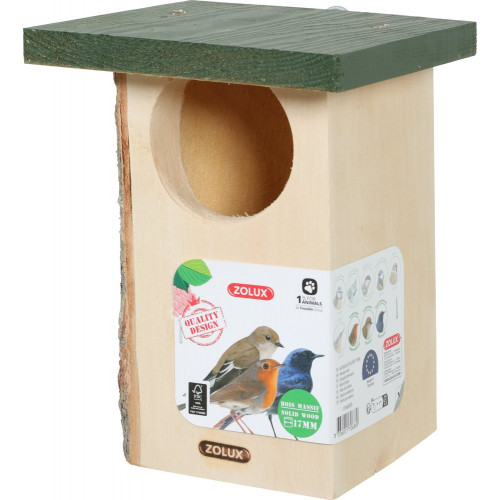 Nid rouge gorge bois massif 17mm Hut d85 18x17x24cm vert Zolux - ZOLUX
