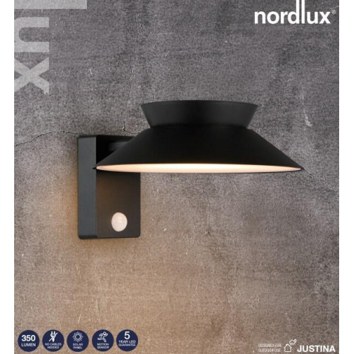 Applique solaire avec détecteur, 400 Lumens, Justina noir NORDLUX - NORDLUX