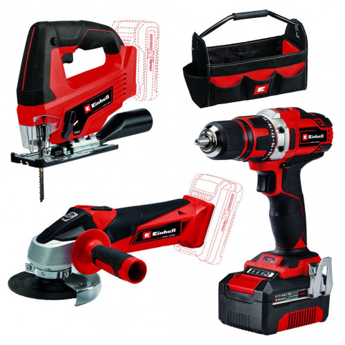 Kit 3 outils sans fil - TE-TK 18/3 Li Kit 18 V - batterie 4 Ah et accessoires - EINHELL 