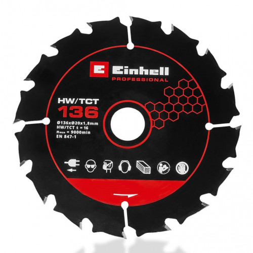 Lame de scie circulaire - Professional 136 x 20 mm - 16 dents - bois et vinyle - EINHELL 