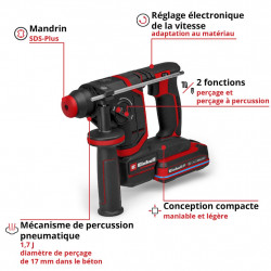 Marteau perforateur sans fil - Professional TP-HD 18/17-C Li BL 18 V - 1,7 J - batterie 3 Ah - EINHELL