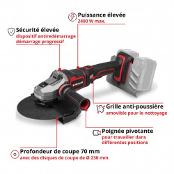 Meuleuse d’angle sans fil - Professional TP-AG 36/230-24 Li BL-Solo 36 V - 230 mm - 2400 W - EINHELL