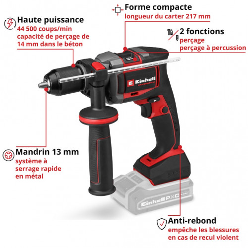 Perceuse à percussion sans fil - Professional TP-ID 18-C Li BL-Solo 18 V - Brushless - 44 500 coups/min - EINHELL 