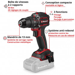 Perceuse-visseuse à percussion sans fil - Professional TP-CD 18/50-C Li-i BL 18 V - 50 Nm - 2 batteries 3 Ah - EINHELL