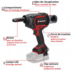 Riveteuse sans fil - Professional TP-RG 18/30 Li BL-Solo 18 V - 20 000 N - rivets jusqu’à 6,4 mm - EINHELL