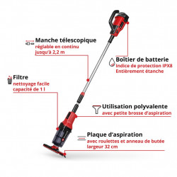 Aspirateur de piscine sans fil - GE-PV 18/42 Li T-Solo 18 V - débit 4200 L/h - tête 32 cm - EINHELL