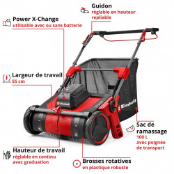 Ramasse-feuilles sans fil - GE-GC 18/55 Li E-Solo 18 V - largeur 55 cm - sac 100 L - EINHELL 