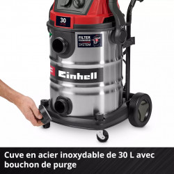 Aspirateur eau et poussières - TC-VC 3080 SACL - 1150 W - Cuve inox 30 L - Filtre HEPA - Classe L RECONDITIONNE - EINHELL