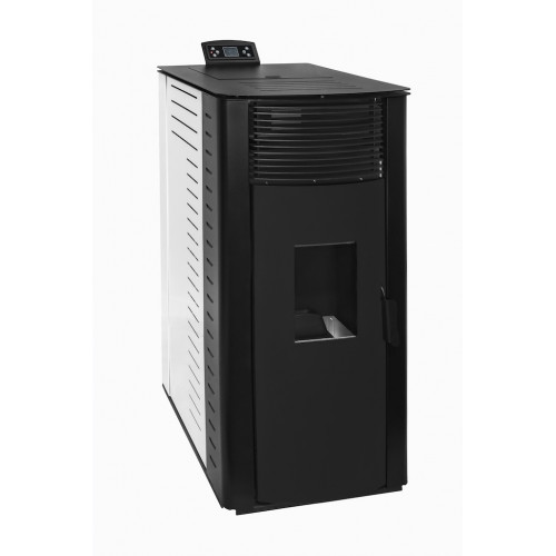 Poêle à granulés canalisable - AIRE Gyda Canalizada - 14,95 kW - jusqu’à 340 m³ - réservoir 15 kg - noir et blanc - Eider Biomasa