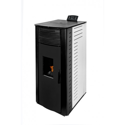 Poêle à granulés canalisable - AIRE Gyda Canalizada - 14,95 kW - jusqu’à 340 m³ - réservoir 15 kg - noir et blanc - Eider Biomasa