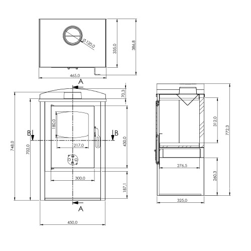 Poêle à bois - AIRE Niza 7 kW - rendement 78 % - volume chauffé 175 m³ - Eider Biomasa