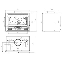 Insert à bois ventilé - AIRE Tracia Iron 70 - 9,3 kW - rendement 78 % - 230 m³ - Eider Biomasa