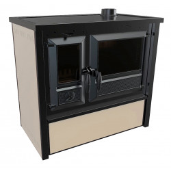 Cuisinière à bois - AIRE Cocina Iron Steel 6 kW avec four - rendement 86,1 % - 150 m³ de marque Eider Biomasa, référence: B10125900