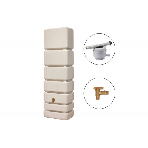 Kit récupérateur d’eau de pluie mural Garantia Slim 350 L sable - collecteur et robinet inclus - GRAF 