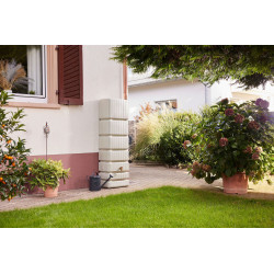 Kit récupérateur d’eau de pluie mural Garantia Slim 350 L sable - collecteur et robinet inclus - GRAF