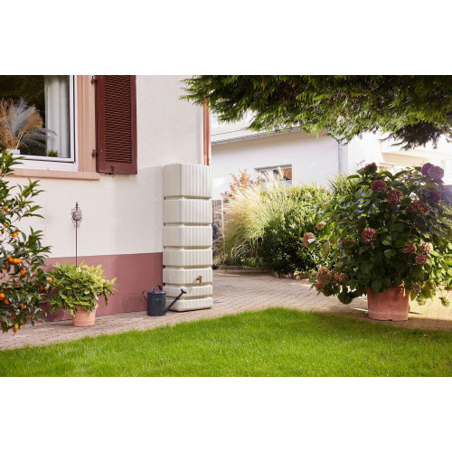 Kit récupérateur d’eau de pluie mural Garantia Slim 350 L sable - collecteur et robinet inclus - GRAF 