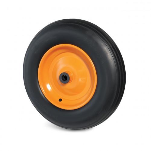 Roue de brouette increvable - Ø 385 x 88 mm - jante tôle orange - roulement à rouleaux - charge 130 kg - GUITEL POINT M