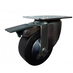 Roulette pivotante à frein et platine en caoutchouc noir - Ø 50 mm - charge 50 kg de marque GUITEL POINT M, référence: J10128100