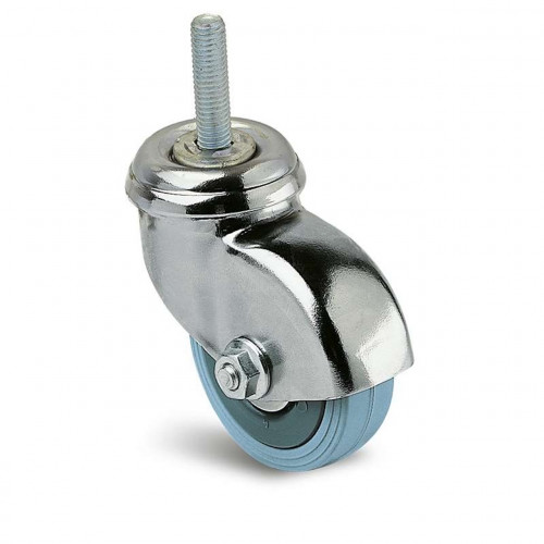 Roulette pivotante à tige filetée sertie - M8 x 30 mm en caoutchouc gris - Ø 50 mm - charge 40 kg - GUITEL POINT M