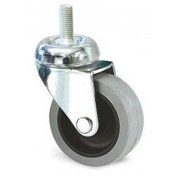 Roulette pivotante à tige filetée sertie - M10 x 25 mm en caoutchouc gris - Ø 63 mm - charge 30 kg de marque GUITEL POINT M, référence: J10128300