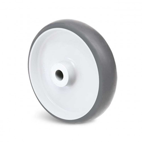 Roue en caoutchouc gris - Ø 125 mm - moyeu lisse 12 x 32 mm - charge 80 kg - GUITEL POINT M