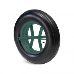 Roue de brouette pneumatique - Ø 400 x 92 mm - rayons verts - axe 20 x 260 mm - charge 150 kg de marque GUITEL POINT M, référence: J10131100